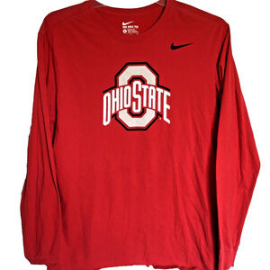OHIO STATE Buckeyes XL Red Nike Shirt Heavyweight Mens Long Sleeve Cotton